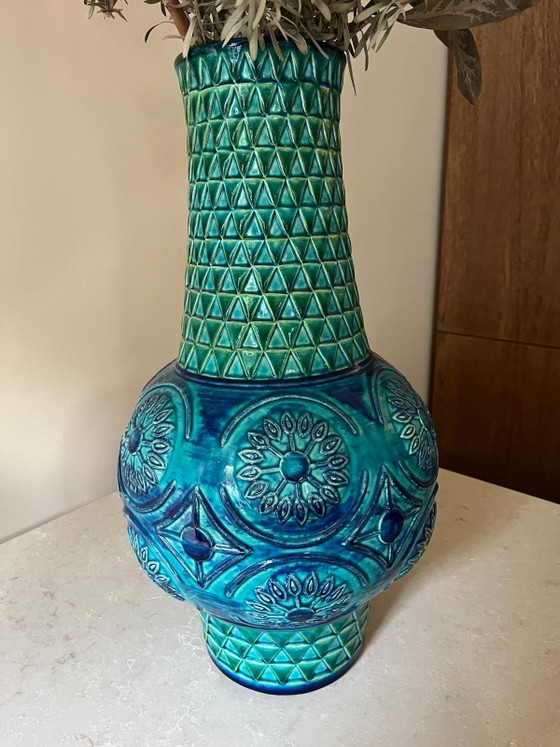 Image 1 of Vintage Bay Vase W.-Germany model 62 50 blue green