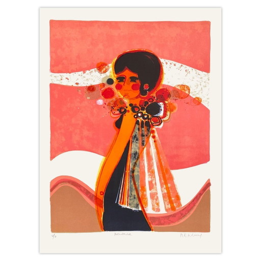 Frédéric Menguy Signed Lithograph 1975 - Les Angéliques - La Mondaine (Avec Marg – lithos zeefdrukken, Paper