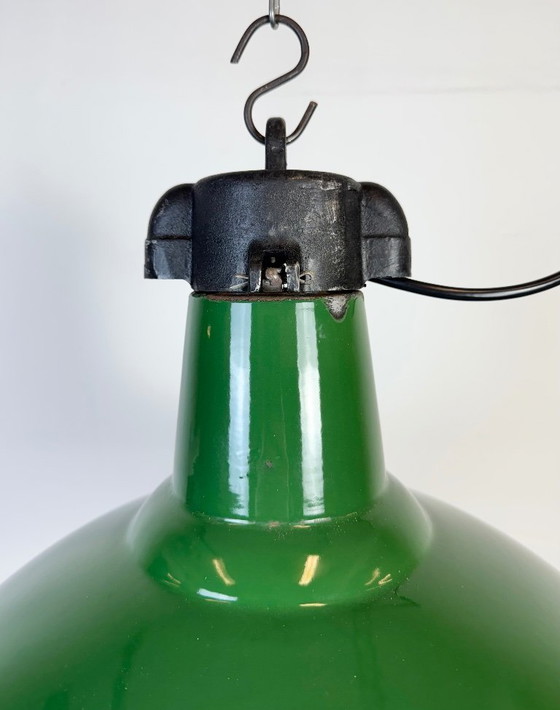 Image 1 of Industrial Green Enamel Factory Pendant Lamp, 1960s