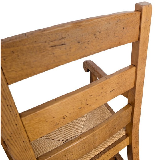 Image 1 of Set di 2 poltrone in rovere, stile country francese, con intreccio in giunco.