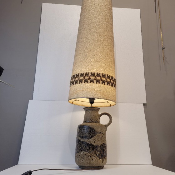 Image 1 of Lampe en céramique Fat Lava avec abat-jour original, Scheurich Keramik, 60's - Allemagne