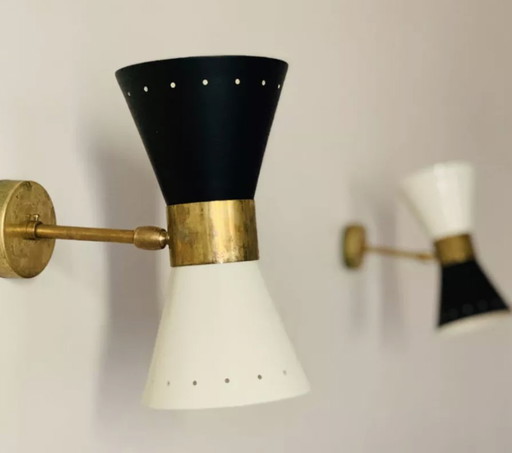 Pair of diabolo wall lights WHITE@BLACK
