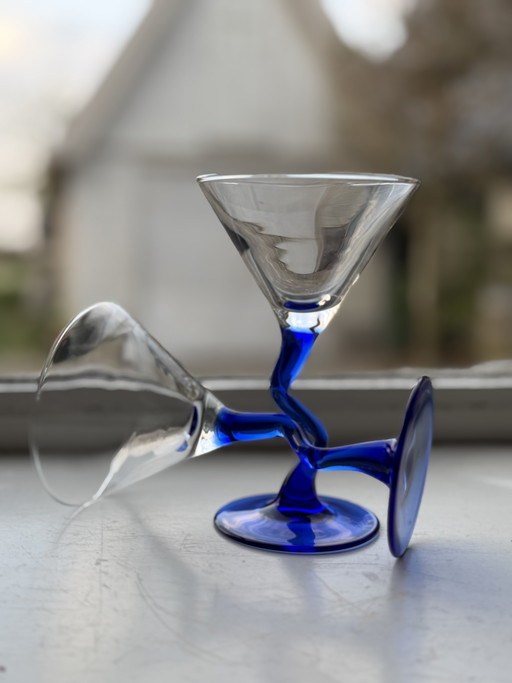 Vintage Memphis Libbey martini glasses from the 1980s, set of 2