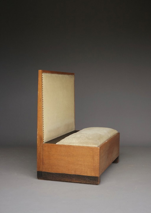 Petite école de La Haye / Banc de hall Art Déco en chêne, années 1930