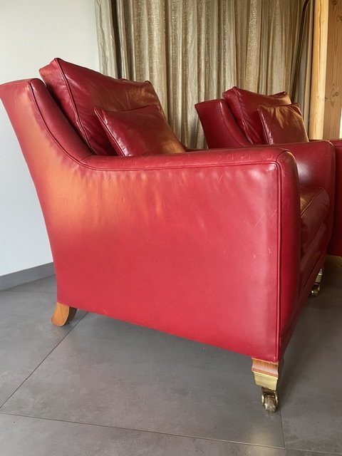 2 poltrone di design in pelle rossa – Legno (photo 2 of 6)