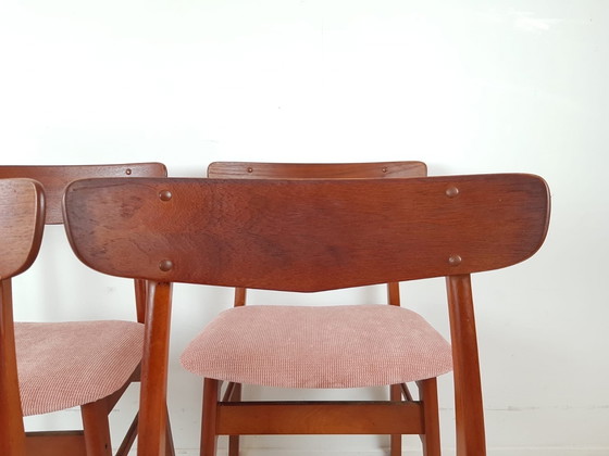 Image 1 of 6 danish dining table chairs farstrup new upholstered pink