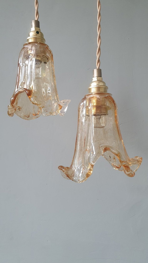 Image 1 of Ensemble de 2 suspensions vintage de Murano - Italie - Milieu du XXe siècle