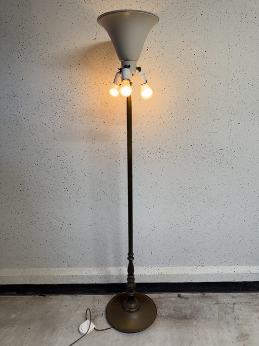 Antique Brass Floor Lamp in Iconic Gispen Style