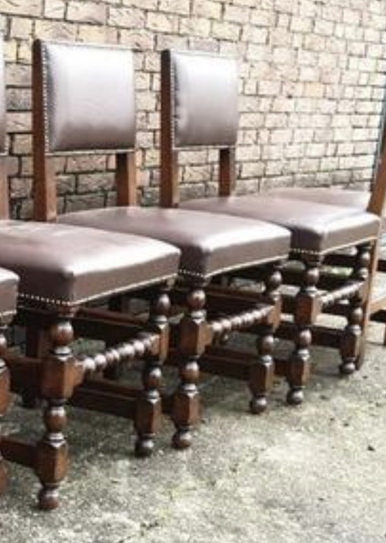 Image 1 of 6 RAC Engelse eetkamer stoelen leder