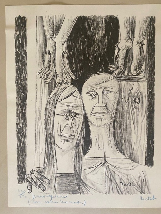 Marcel Notebaert - 8 Schwarz-Weiß-Zeichnungen von Figuren und Szenen.