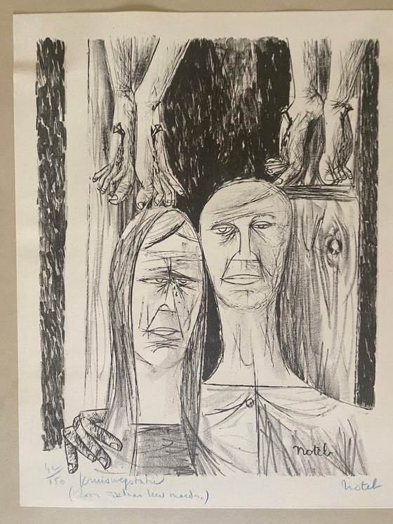 Marcel Notebaert - 8 dessins en noir et blanc de personnages et de scènes. – Peintures et dessins, Paper (photo 2 of 10)