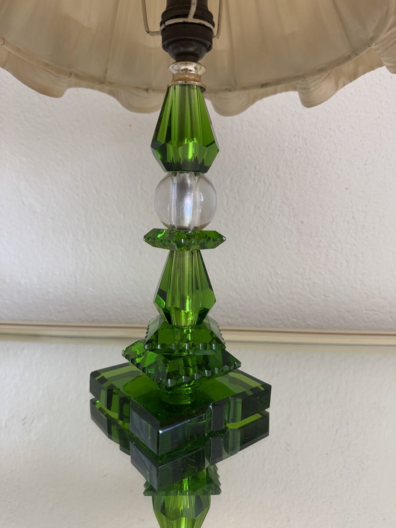 Image 1 of Art Deco emerald crystal lamp