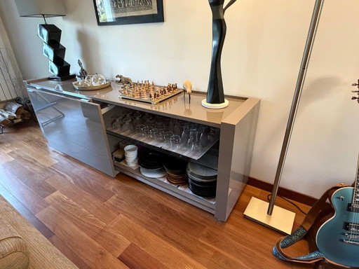 Crozatier sideboard/display case in taupe varnished color