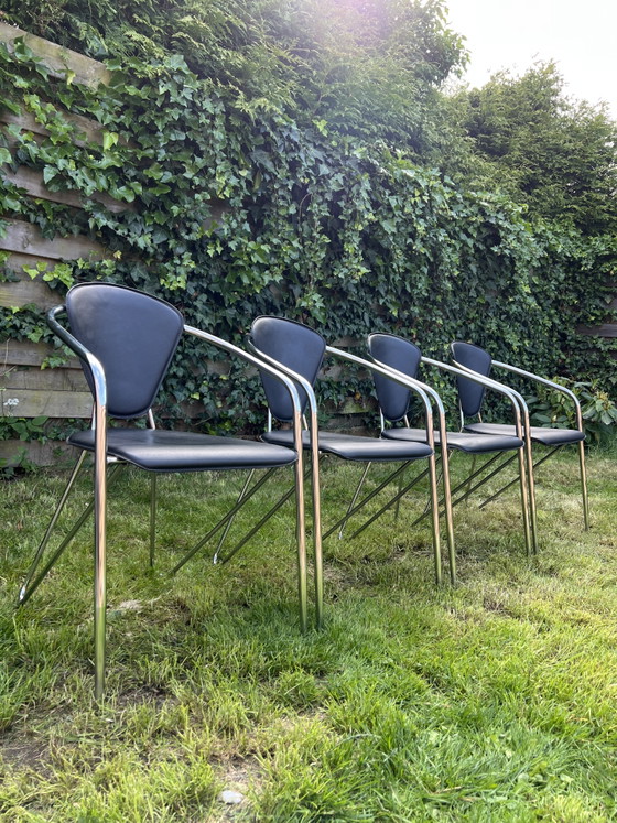 Image 1 of 4 x Moderner Chromstuhl aus Leder