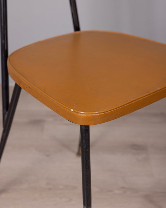 Image 1 of Set of 6 Vintage 1960s Metal and Leather Chairs, Italian Design