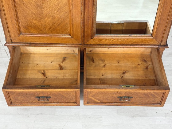 Image 1 of Beautiful Art Nouveau wardrobe / wooden cabinet / linen cupboard / vintage wardrobe