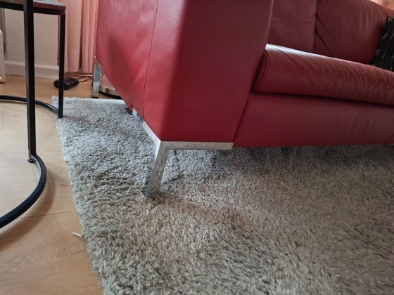 Image 1 of RED leather 2 1/2 seater sofa MONTEL SALE