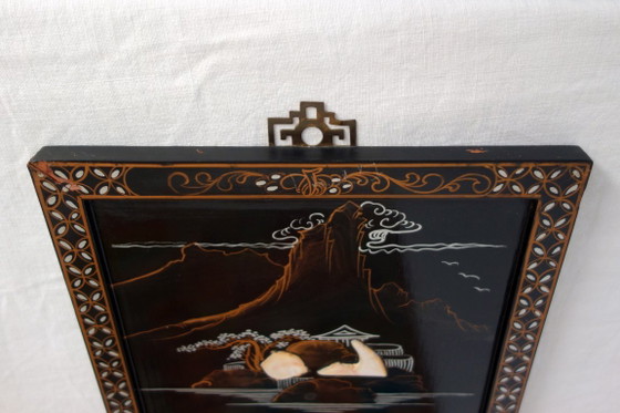 Vier Chinese panelen van gelakt hout en parelmoer, China, jaren 1960 – Decoratieve objecten, Wood, Other (photo 11 of 17)