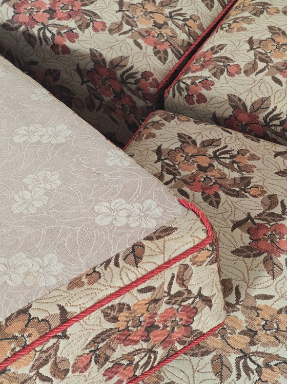 Folding sofa bed Canapé banquette Interier Praha 1960 floral pattern fabric – 3-5 seaters, Wood (photo 18 of 30)