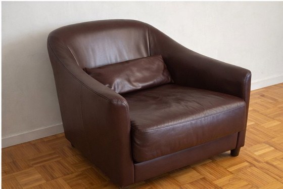 Image 1 of Titre :   Fauteuil en cuir Roche Bobois – marron – très bon état
