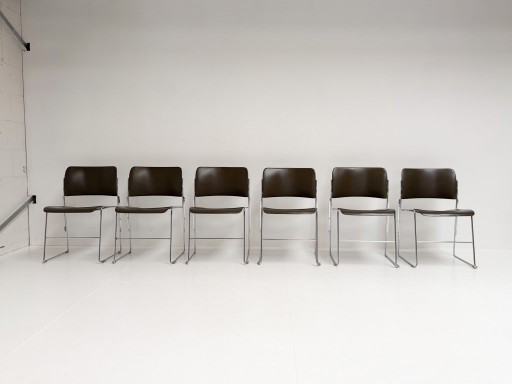 Set aus 6 dunkelgrünen Stapelstühlen von David Rowland für HOWE, 1970er