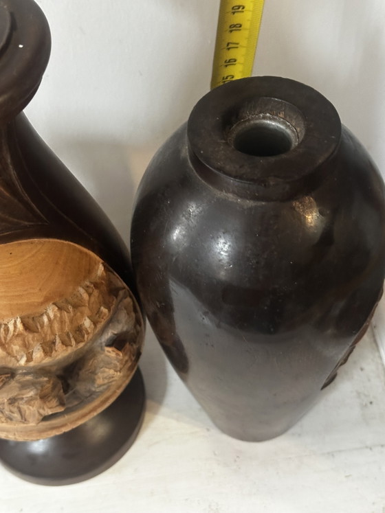Set di 5 vasi/portacandele in legno vintage di metà secolo – Artisanat mid-century, Oggetti decorativi, Wood (photo 15 of 15)