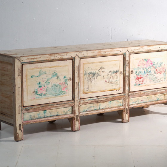 Credenza antica dipinta in legno di pino – Cina, circa 1930 – Credenze, Brass (photo 4 of 40)