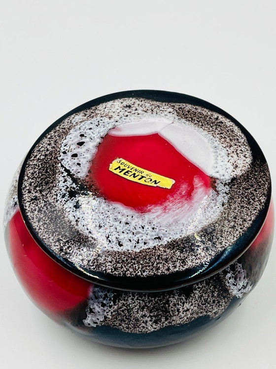 Image 1 of Vallauris Candy Dish, Foam Enamel, Marius Giuge, Vintage 70s