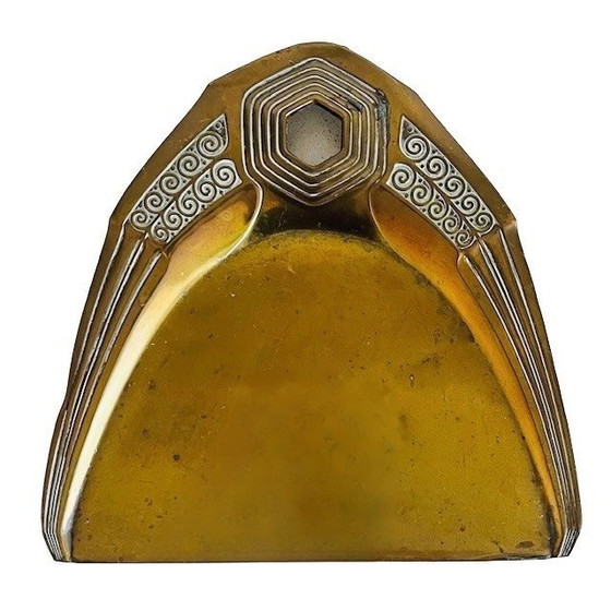 Image 1 of Pelle et balayette Art Déco anciennes, en laiton, années 1920