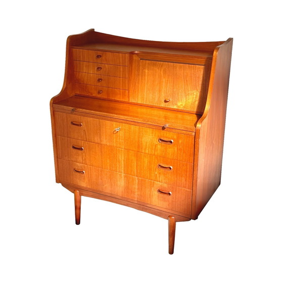 Image 1 of Ca. 1960’s - Danish secretary with mirror and extendable desk - Teak wood