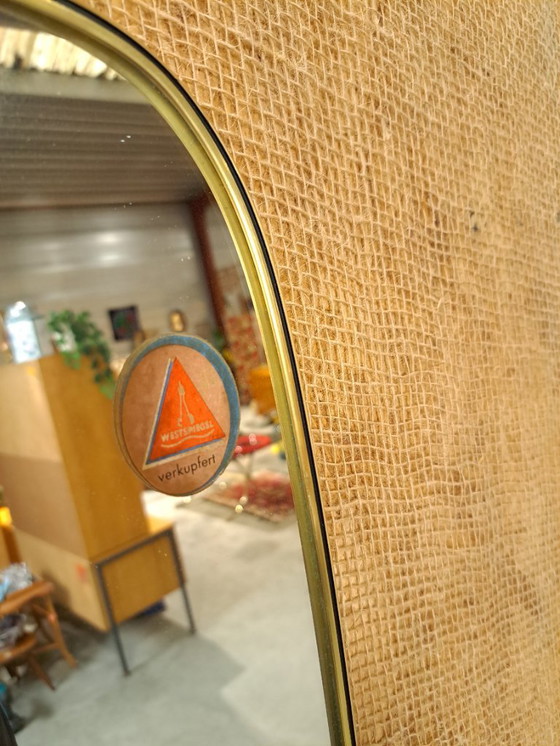 Image 1 of Jaren 50 spiegel met messing en zwarte rand