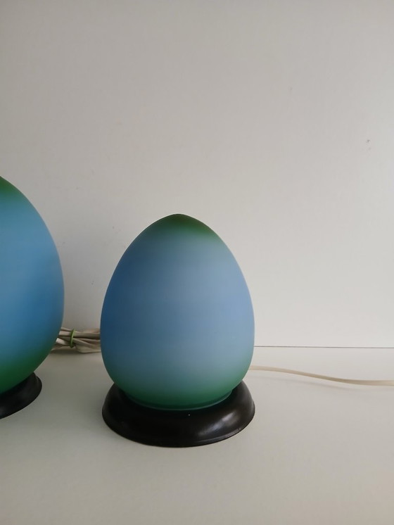 Image 1 of Juego de lámparas de mesa de cristal HB Lighting - años 80