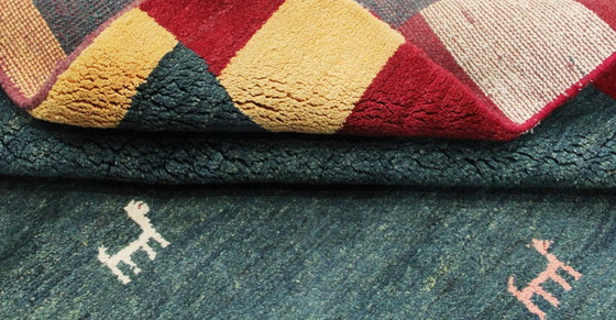 Image 1 of Original Perserteppich Gabbeh Ghashghai Orientteppich 208 cm x 148 cm Alt Natur