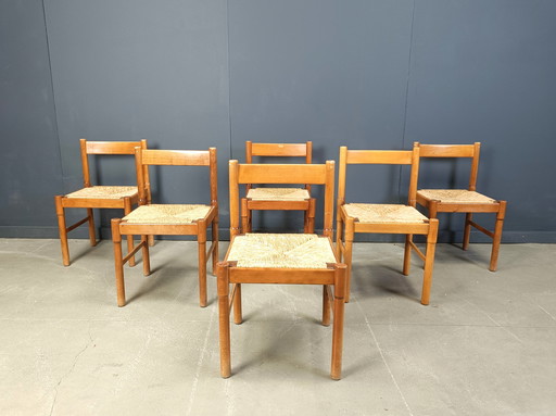 Vintage Italian Wicker Dining Chairs, 1970s