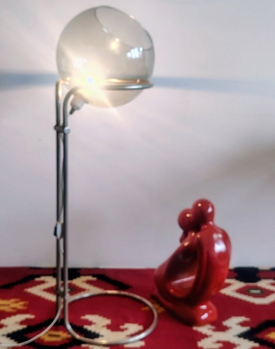 Image 1 of Modernist bauhaus glass ball floor lamp. Designer: Házi Tibor