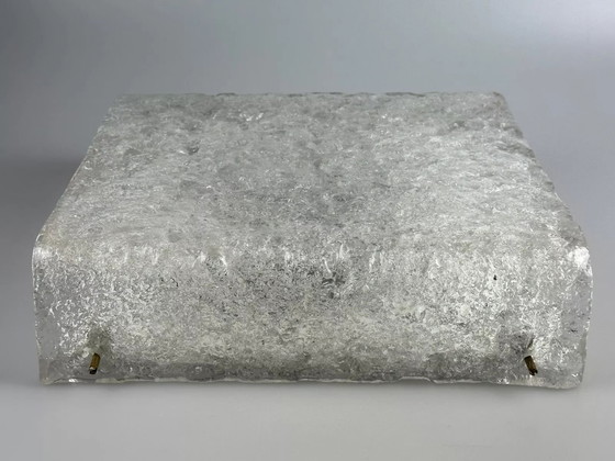 Image 1 of Lampada da soffitto in vetro ghiacciato anni '60-'70 da montare a filo di Kaiser Leuchten Germania