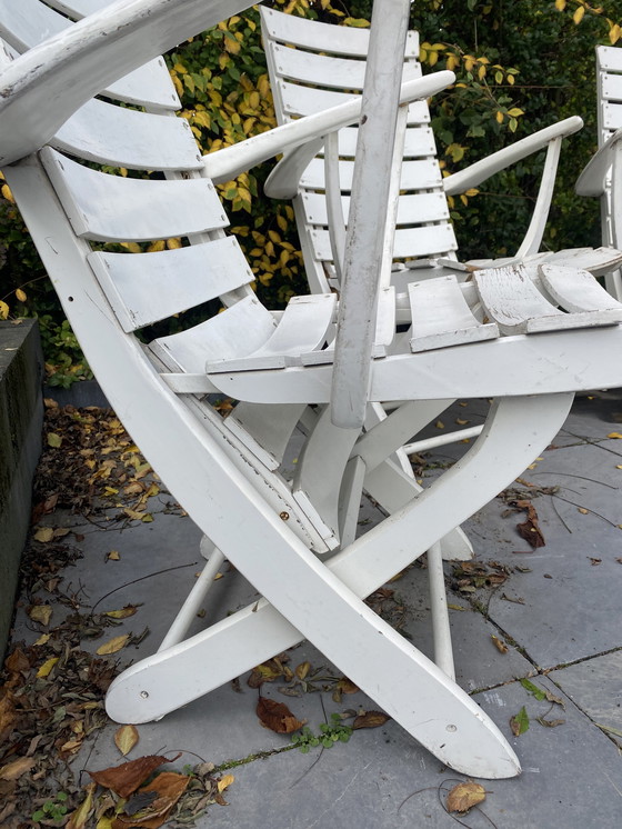 Image 1 of 4 sedie pieghevoli vintage in legno francese, regolabili in 5 posizioni