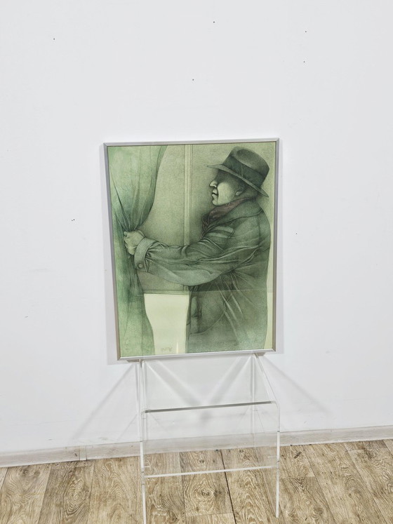 Bruno Bruni, Hinter dem Vorhang, 1979, Litografia, Incorniciato – Litografie e stampe (photo 5 of 16)