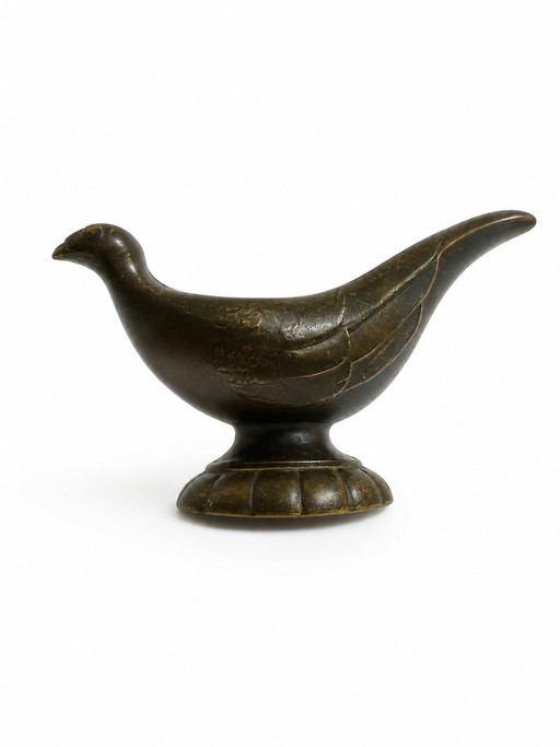 Soporte para pipas Art Deco Disko de metal con forma de pájaro, de Just Andersen (Dinamarca)