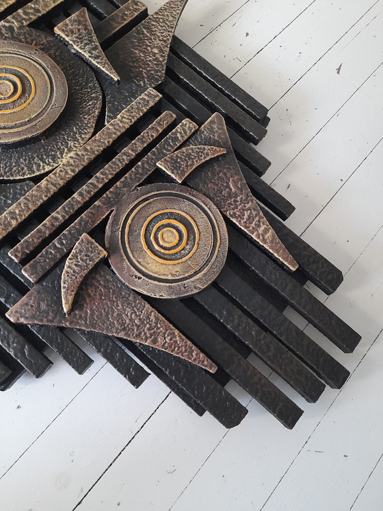 Image 1 of Grande scultura da parete in bassorilievo brutalista anni '70