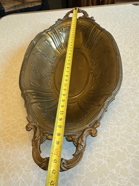 Coupe de centre de table ancienne en laiton, Vers 1900, Accessoires de table, Métal, Doré (photo 14 sur 15)