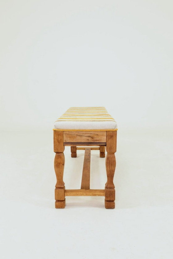 Image 1 of Vintage rustieke eikenhouten bank na renovatie