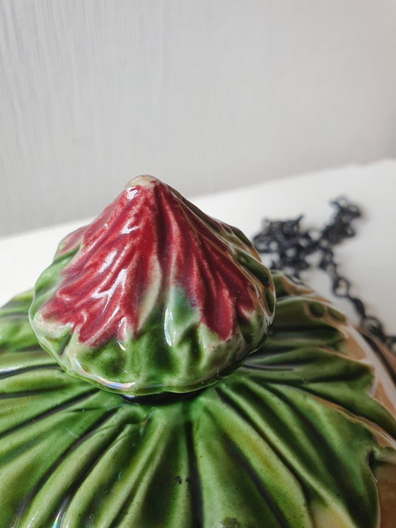 Hängender Majolika-Blumentopf mit Vögeln (Barbotine) – 23,5 cm – Vasen, Ceramic (photo 5 of 10)