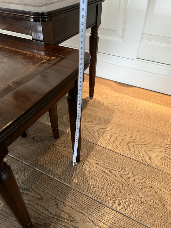 Image 1 of Classic nest of three side tables with leather top