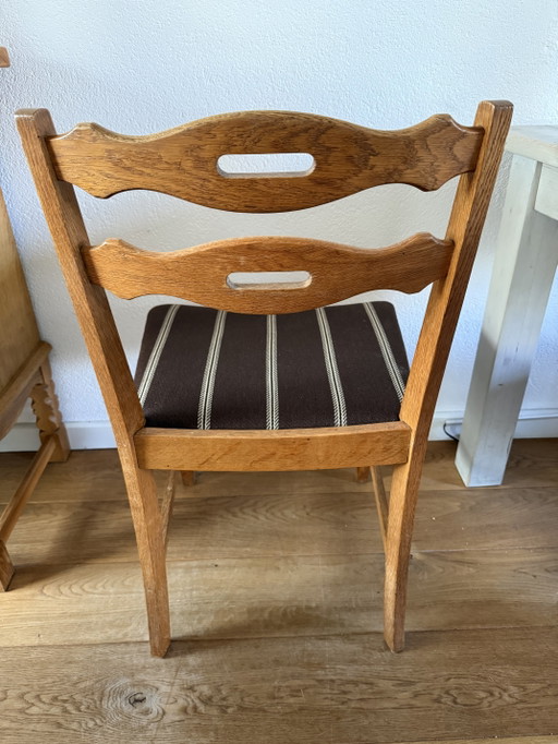 Set van 6 Deense eikenhouten "Razorblade" eetkamerstoelen uit het midden van de 20e eeuw van Henning Kjærnulf (photo 2 of 5)