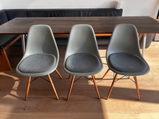 3 Vitra DSW Chairs – eetkamerstoelen, Metal, Plastic
