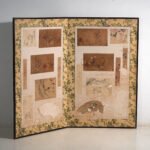 Paravento giapponese antico a due pannelli con collage di dipinti – Giappone, circa 1900 – Paraventi, Paper (photo 6 of 40)