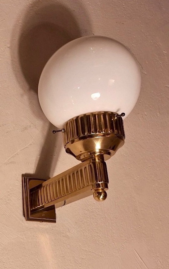 Astoria Art Deco wandlamp van messing en glas, ontworpen door Josef Hoffmann – WOKA, Wandlampen (photo 7 of 9)