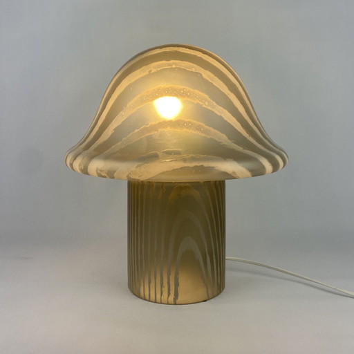 Lámpara de mesa grande de cristal ahumado Peill y Putzler con forma de hongo XL, 1970