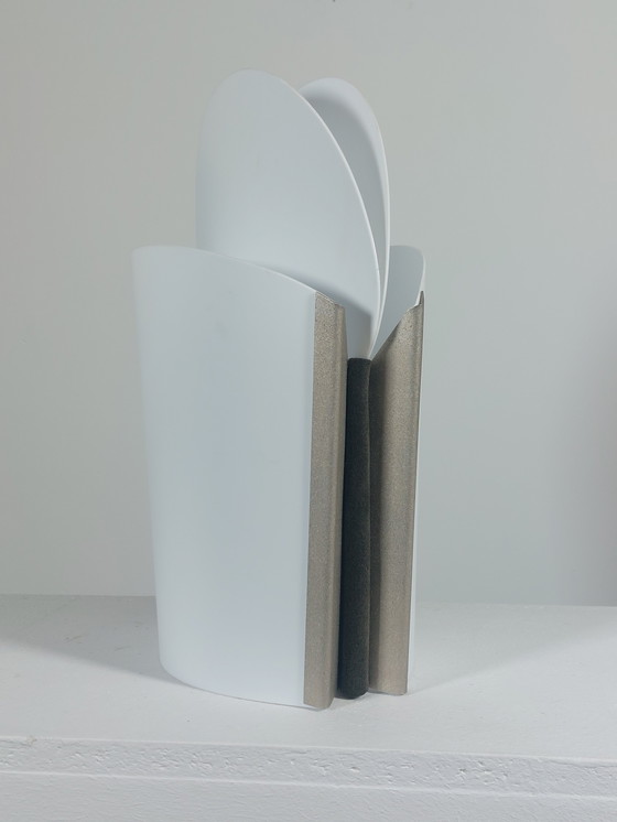 Image 1 of Lampe de table vintage Slamp Samuel Parker Italie Sun Ra Opalflex cuir métal